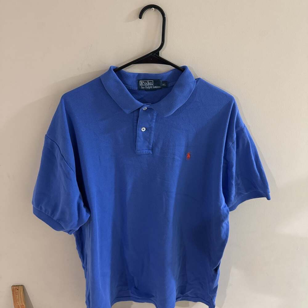 Polo Ralph Lauren Blue Short Sleeve Polo Shirt Men's XL with Red Pony Logo